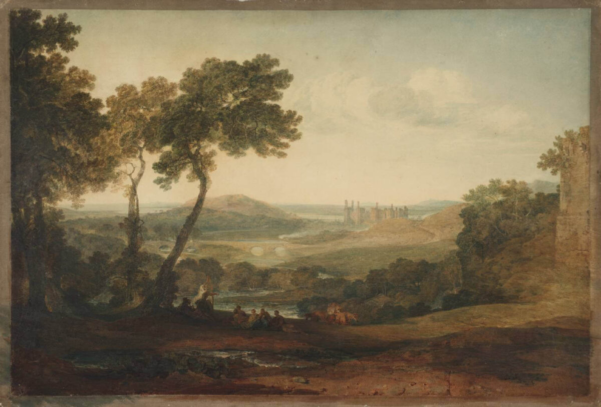 JMW-Turner-caernarvon-castle-water-color-on-print-painting